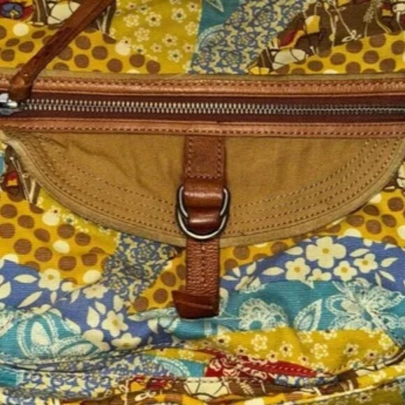 FOSSIL Maddox Shoulder/Cross Body Bag - Canvas/Leather - Neutral Boho Floral - Picture 6 of 10